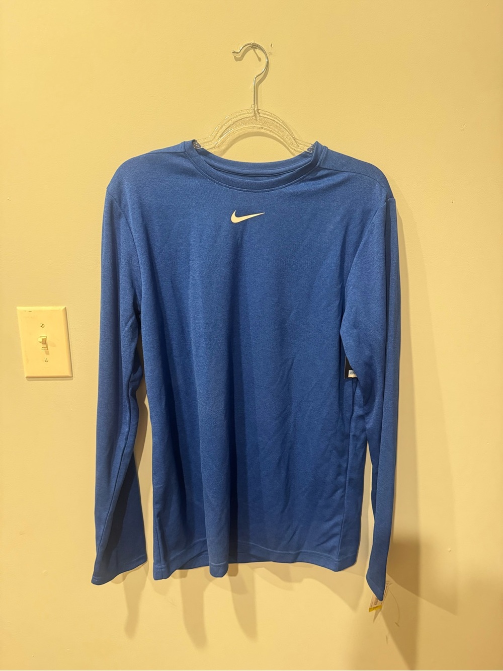 Nike Men's Long-Sleeve Crew Tee - Royal Blue with White Swoosh